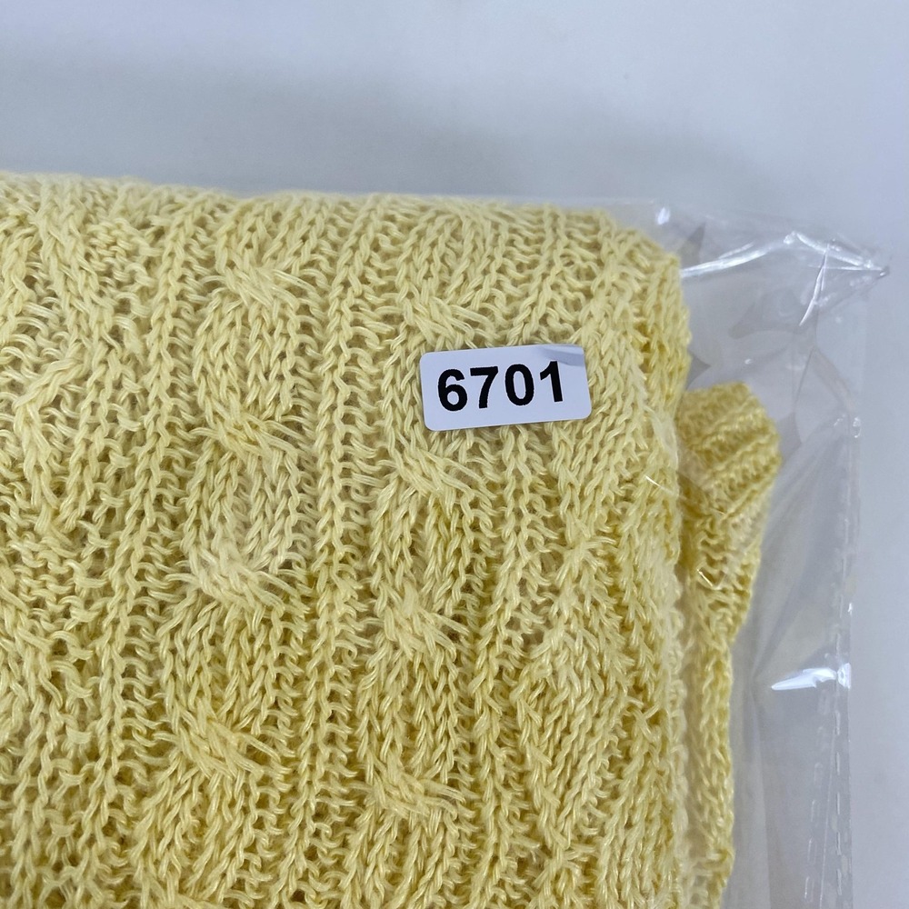 Lauren Ralph Lauren Sweater Womens Medium Yellow Cable Knit Linen 3/4 Sleeve - Picture 9 of 10